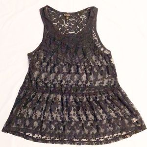 Express Navy Blue Lace Tank Top Sleeveless Tunic